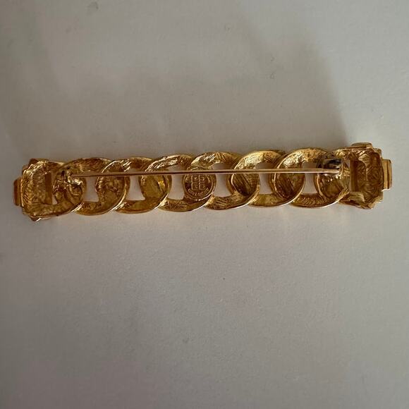 Vintage Givenchy Costume Jewelry GoldTone Braided Bar Brooch and Silver Earrings - Picture 5 of 11